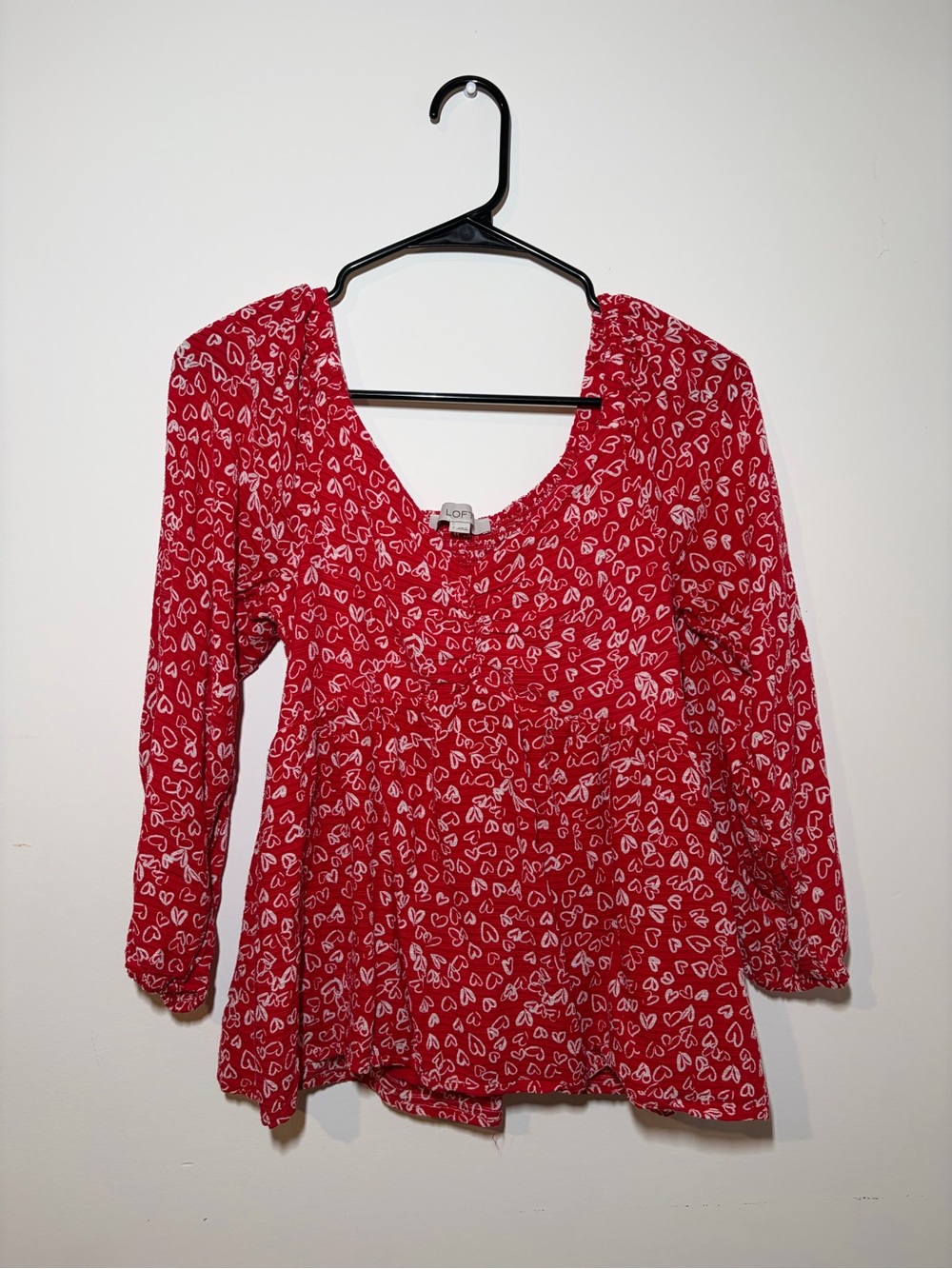 LOFT Red Heart-Print Tunic Blouse